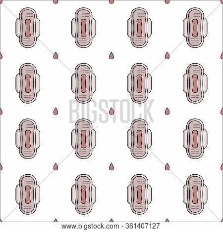 Vector Seamless Flat Pattern Of Feminine Hygiene Items For Menstruation