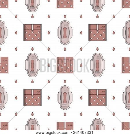 Vector Seamless Flat Pattern Of Feminine Hygiene Items For Menstruation