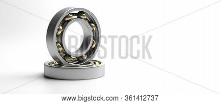 Ball Bearing, Metal Spare Part Isolated On White. 3D Illustration