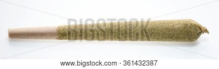 Alternative Medicine Rolled Joint With Marijuana Cbd On White Background