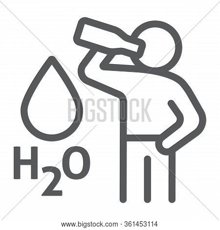 Stay Hydrated Line Icon, Healthy And H2o, Drink Water Sign, Vector Graphics, A Linear Icon On A Whit