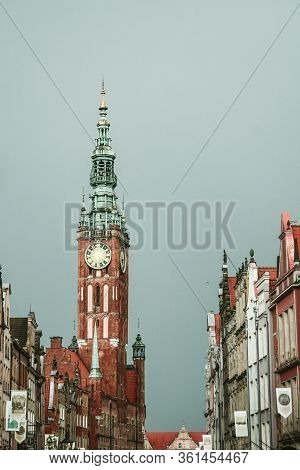 Gdansk, Poland - June 10, 2009: Clock Tower Of The Gdansk Town Hall, Also Called Ratusz Glownego Mia
