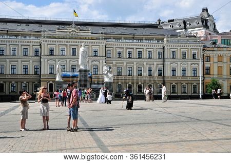 Kiev, Ukraine - June 11, 2011. Mikhailovskaya Square - A Square In The Shevchenkovsky District. Monu
