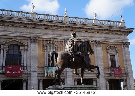 Rome, Italy - October 16, 2019:  Palazzo Senatorio Building