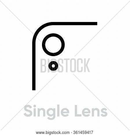 Single Lens Phone Camera Icon. Editable Line Vector.