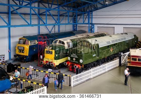 YORK,UK - AUGUST 12,2019 : Type 4 D200 diesel powered locomotives at the National Railway Museum in York