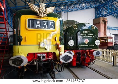 YORK,UK - AUGUST 12,2019 : Type 4 D200 diesel powered locomotives at the National Railway Museum in York