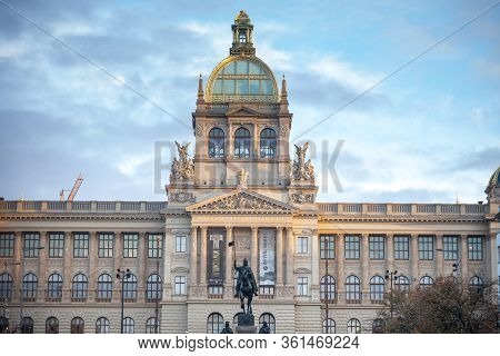 Prague, Czechia - November 2, 2019: Saint Wenceslas Statue, Also Called Pomnik Svateho Vaclava, Loca