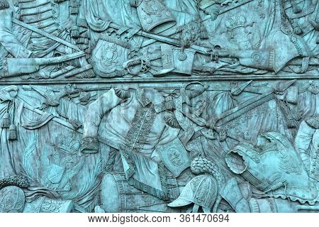 Paris, France. August 14, 2018. Colonne Vendome Close-up Located At Place Vendome.