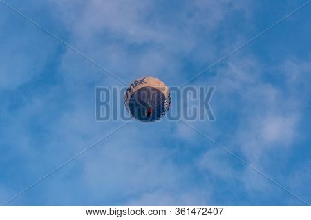 Melbourne, Australia - June 18, 2017: Hot Air Balloon In The Sky. Remax Real Estate Agency Brand Hot