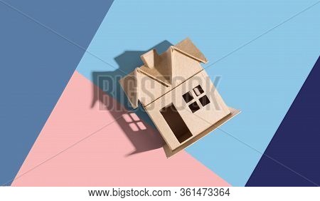 Cardboard House With Drop Shadow Overhead View