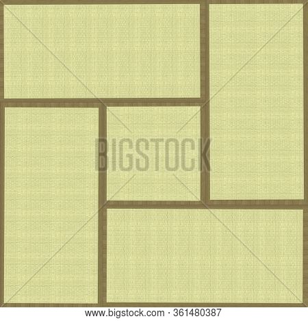 3d Rendering. Arrange Tabulate Japanese Traditional Tatami Floor Texture Wall Background.
