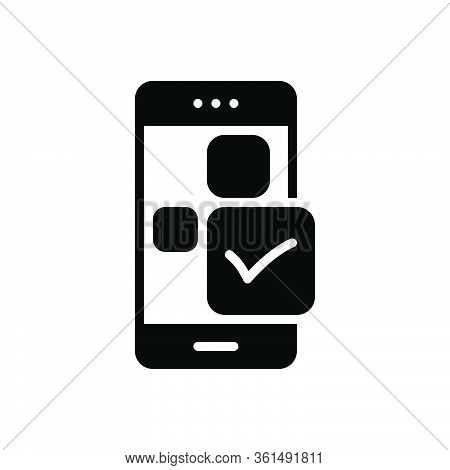 Black Solid Icon For Check App Application Aprove