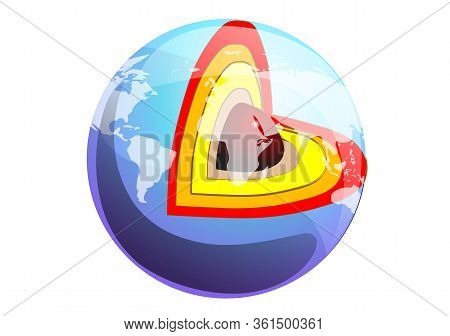 Earth Cut-away With Visible Iron Core And All The Geological Layers