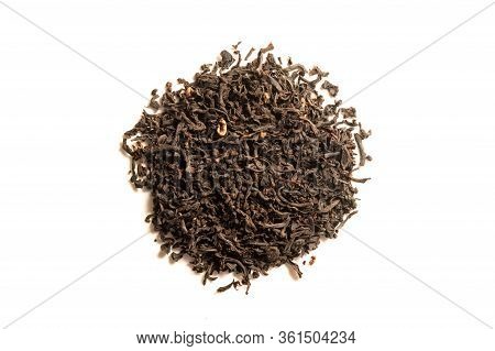 Heap Of Dried Black Tea Leaves Isolated On White Background. Everyday Brew Loose Tea Made With Whole