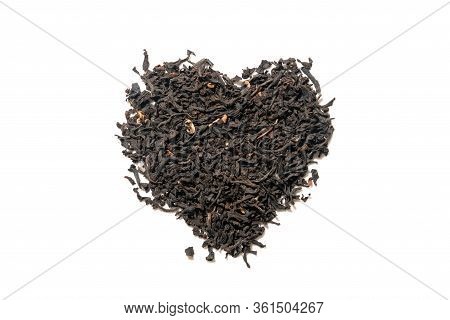 Heap Of Everyday Brew Loose Dried Organic Black Tea Heart Shape Made With Whole Leaves Isolated On W