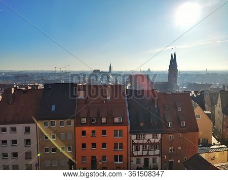 Nuremberg, Germany - January 01, 2020: View From Kaiserburg Fortress, Or Nuremberg Castle, In The Ci
