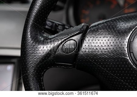 Novosibirsk/ Russia - April 11, 2020: Toyota Celica, Close-up Of The Multiwheel With Phone Setting A