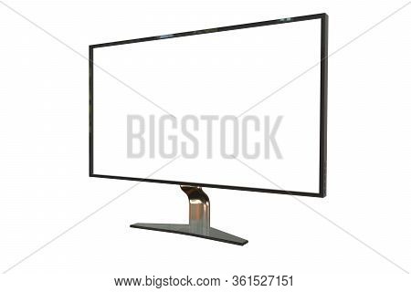 Black Technological Computer Monitor With Fictive Design Isolated On White - Detailed Photorealistic