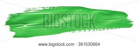 Green chroma brush stroke paiting over isolated background, canvas watercolor texture 