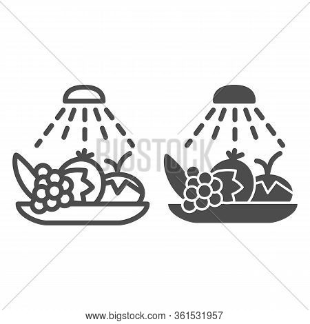 Wash Food Hygiene Line And Solid Icon. Disinfection Fruits And Vegetables Outline Style Pictogram On