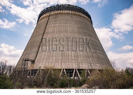 Cooling Tower Of The Fifth Nuclear Power Unit Of Chernobyl Power Plant Station