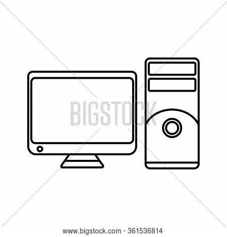 Personal Desktop Computer Or Pc On White Background. Vector Illustration In Trendy Flat Style. Eps 1