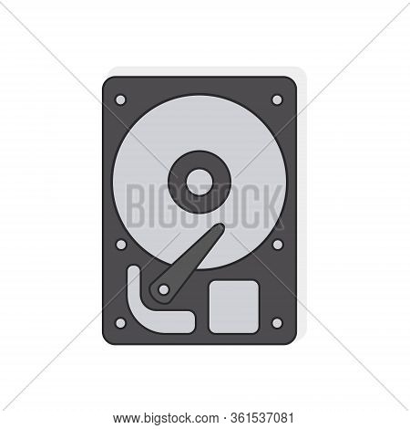Hard Disk On White Background. Computer Storage Drive. Vector Illustration In Trendy Flat Style. Eps