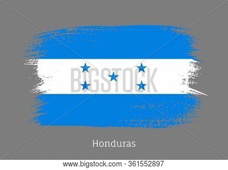 Honduras Republic Official Flag In Shape Of Paintbrush Stroke. Honduran National Identity Symbol For