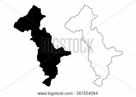 Thimphu District (districts Of Bhutan, Kingdom Of Bhutan) Map Vector Illustration, Scribble Sketch T