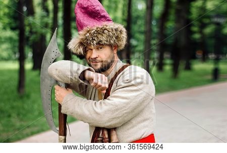 City Cossack 1st Half Of The 17th Century. In A Caftan, A Fur Hat In The Hands Of Birding.
