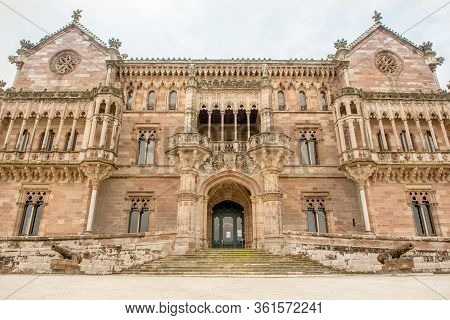 Palace Of Sobrellano And Church From Comillas, Santander, Spain