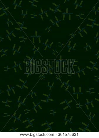 Abstract Dark Green Background With Light Green Decorative Elements