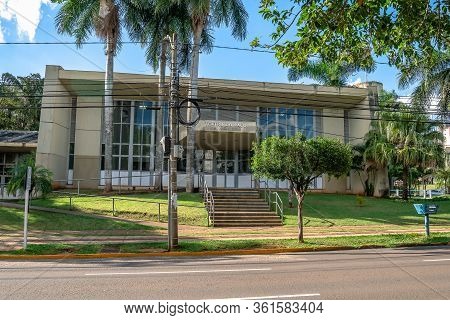 Campo Grande - Ms, Brazil - March 30, 2020: Facade Of The Old Building Of The Teatro Do Paco - Jose 