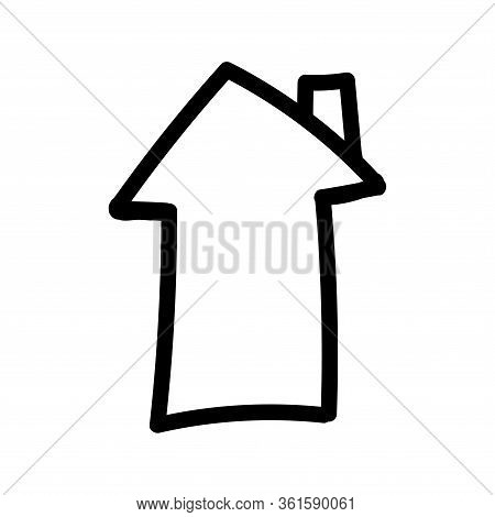Cute Vector Hand Drawn House. Coronavirus, Covid-19, Stay Home, Work In Home. Pandemic Protection. Q
