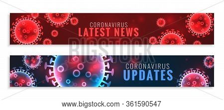 Coronavirus Updates And Latest News Wide Banners Set
