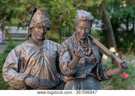 Bucharest, Romania - May 24,2018, One Day From The Life Of Ukrainians, Living Statues, Artel Myth Uk
