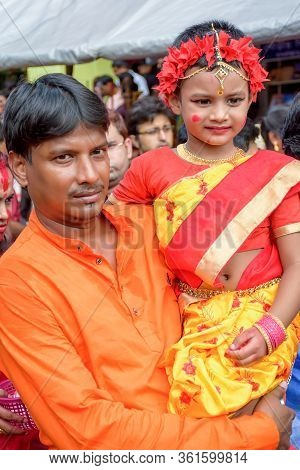 Women Participate In Sindur Khela At A Puja Pandal On The Last Day Of Durga Puja At Baghbazar Sarboj