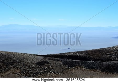 Beautiful View Of The Arizaro Salt Flat From Above. Start Of Descent To Caipe. Salta, Argentina