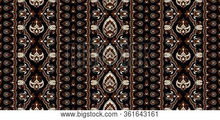 Seamless Pattern Based On Ornament Paisley Print. Boho Vintage Style Vector Background. Silk Neck Sc