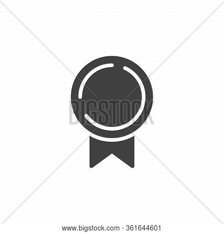 Badge With Ribbon Vector Icon. Blank Label Filled Flat Sign For Mobile Concept And Web Design. Promo