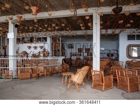 Camacha, Madeira, Portugal - April 19, 2018: Wicker Baskets On Sale In A Factory Shop In Camacha On 
