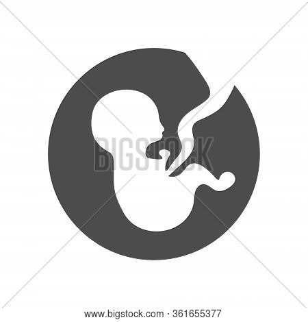 Vector Icon Of An Embryo Or Pregnancy. Template For The Site And App. Isolated On A White Background