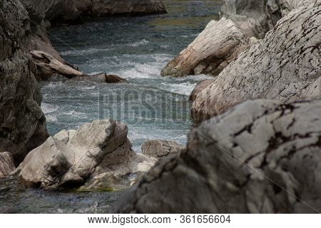 Narrow Lake Called Cajon Azul In El Bolson, Patagonia