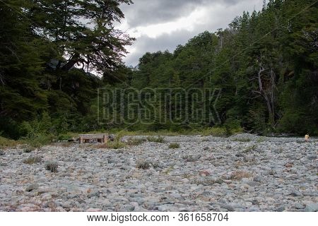 Narrow Lake Called Cajon Azul In El Bolson, Patagonia