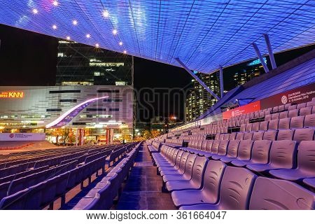 Busan, South Korea - 1 April, 2019: Movie Theater With Empty Seats At Busan Cinema Center. Busan Cin