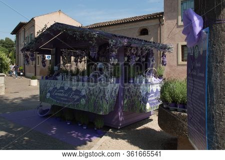 Italy, Valeggio Sul Mincio - May 20 2018: The View Of Lavender Stall In Borghetto Valeggio Sul Minci