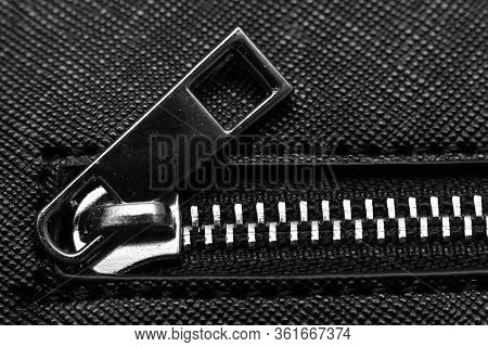 Zip Fastener On Black Handbag