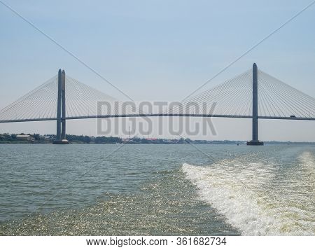 Tsubasa Bridge, Also Known As Neak Loeung Bridge, Over The Mekong River - Neak Loeung, Cambodia