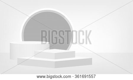 Stage Pedestal Award 3d White Grey, Podium Stage Show For Victory Champion Position, Pedestal Ellips